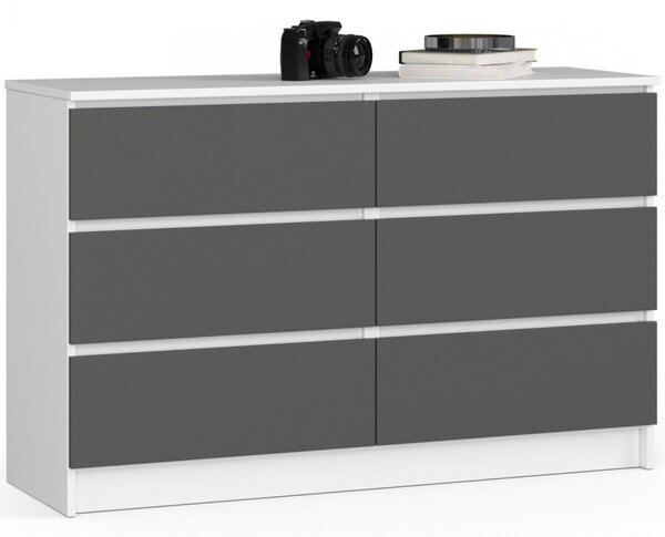 Komód K120 6SZ – fehér/grafit