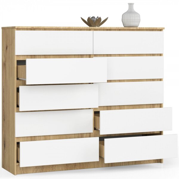 Komód K120 10SZ – artisan tölgy/fehér
