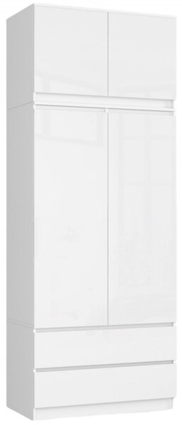 Szekrényre helyezhető felső elem 60 cm – fehér/fehér magasfényű