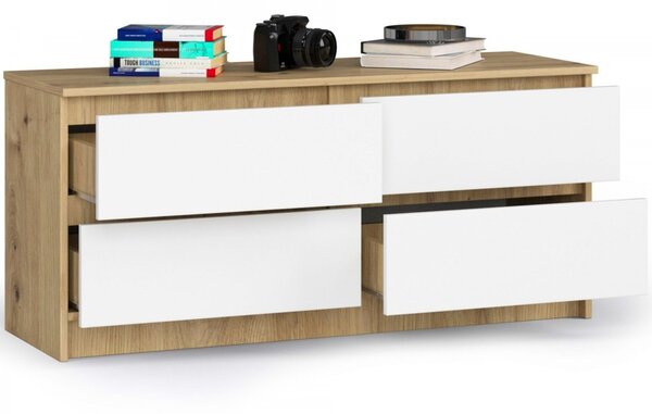 Komód K160 4SZ – artisan tölgy/fehér