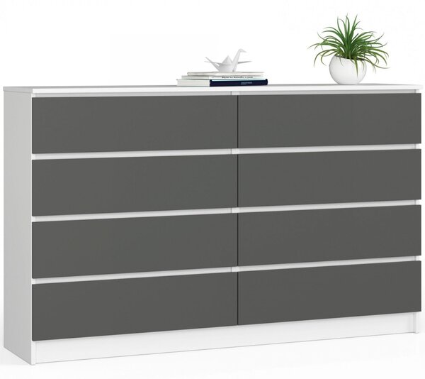 Komód K160 8SZ – fehér/grafit
