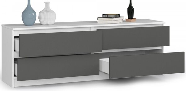 Komód K160 4SZ – fehér/grafit