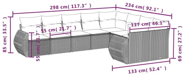 VidaXL Polyrattan Kerti Ülőgarnitúra - 9 részes - Bézs
