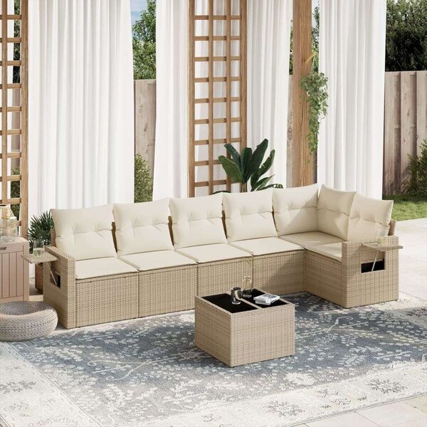 VidaXL Polyrattan Kerti Ülőgarnitúra - 7 részes - Bézs