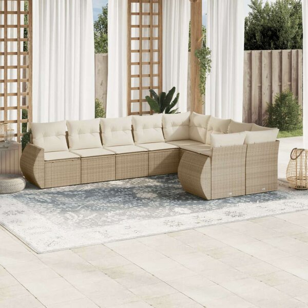 VidaXL Polyrattan Kerti Ülőgarnitúra - 9 részes - Bézs