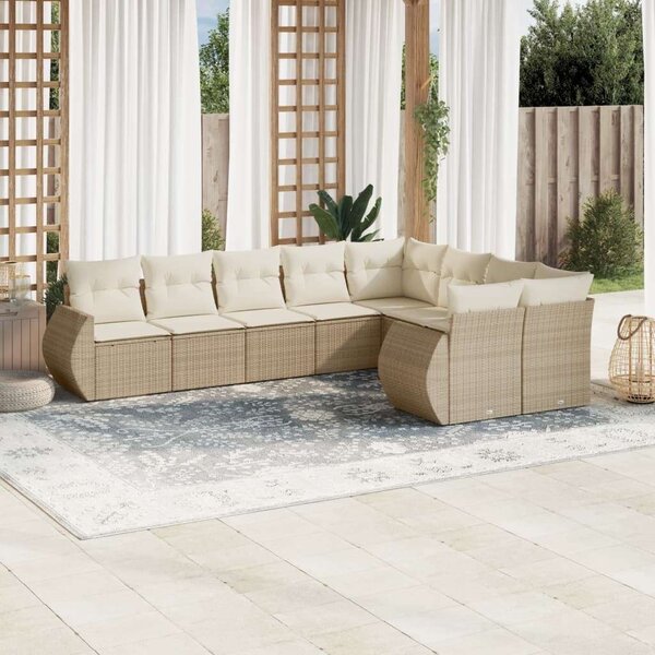VidaXL Polyrattan Kerti Ülőgarnitúra - 9 részes - Bézs