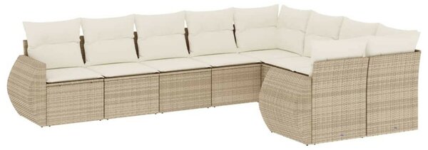 VidaXL Polyrattan Kerti Ülőgarnitúra - 9 részes - Bézs