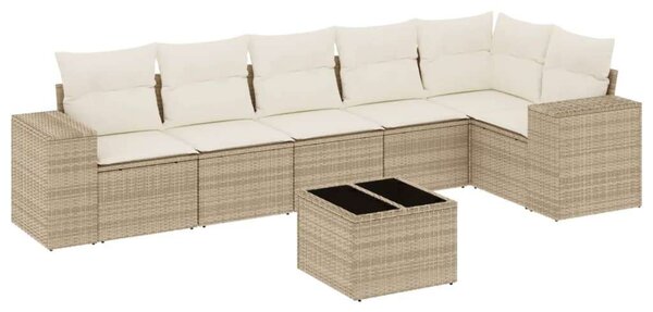 VidaXL Polyrattan Kerti Ülőgarnitúra - 7 részes - Bézs