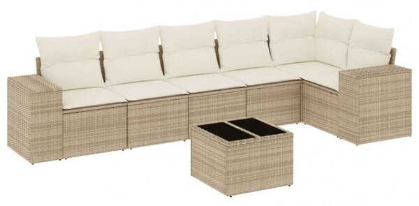 VidaXL Polyrattan Kerti Ülőgarnitúra - 7 részes - Bézs
