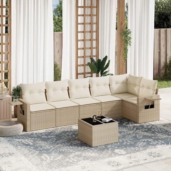 VidaXL Polyrattan Kerti Ülőgarnitúra - 7 részes - Bézs