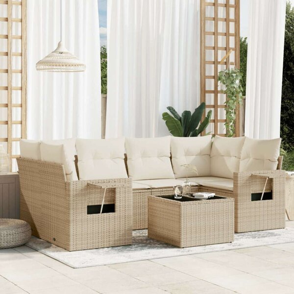 VidaXL Polyrattan Kerti Ülőgarnitúra - 7 részes - Bézs