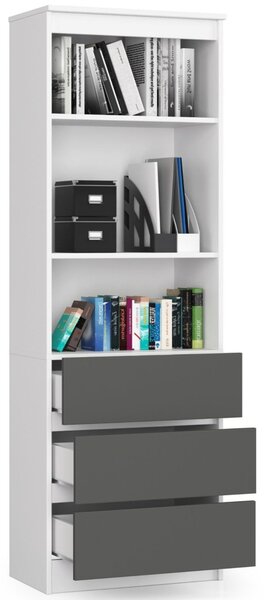 Polc R60 3SZ2P – fehér/grafit