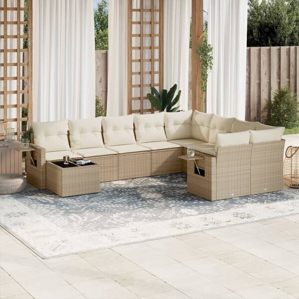 VidaXL Polyrattan Kerti Ülőgarnitúra - 10 részes - Bézs