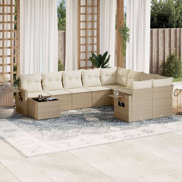 VidaXL Polyrattan Kerti Ülőgarnitúra - 10 részes - Bézs