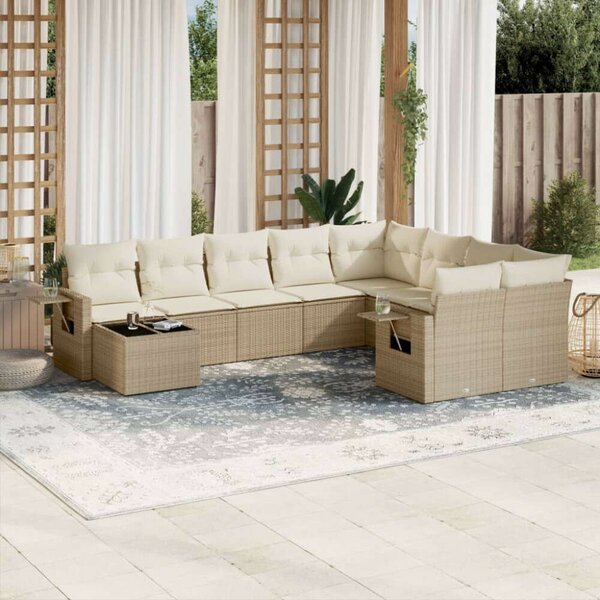 VidaXL Polyrattan Kerti Ülőgarnitúra - 10 részes - Bézs