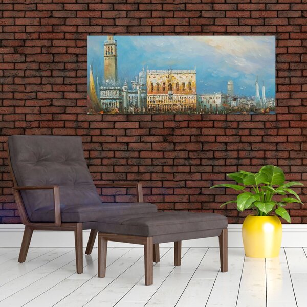 Kép - gondola Velencén áthaladva, olajfestmény (120x50 cm)