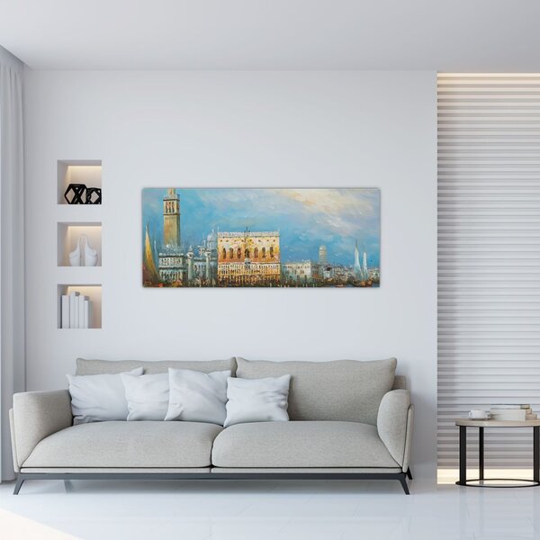 Kép - gondola Velencén áthaladva, olajfestmény (120x50 cm)