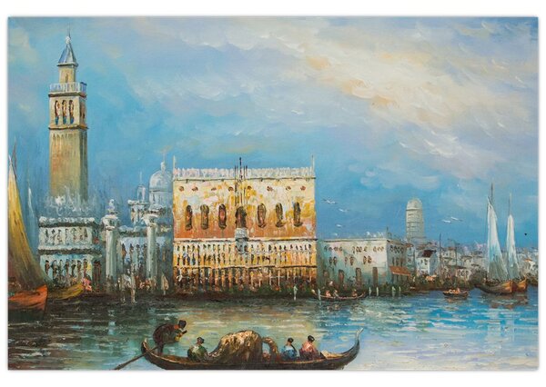 Kép - gondola Velencén áthaladva, olajfestmény (90x60 cm)