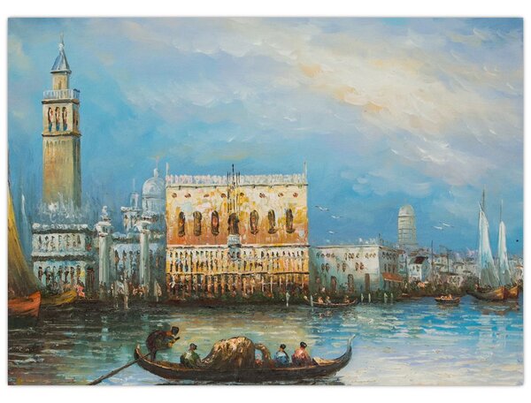Kép - gondola Velencén áthaladva, olajfestmény (70x50 cm)
