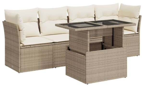 VidaXL Polyrattan Kerti Ülőgarnitúra - 5 részes - Bézs