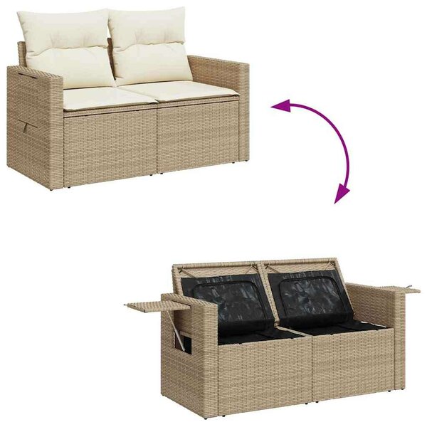 VidaXL 6 részes bézs polyrattan kerti ülőgarnitúra párnával
