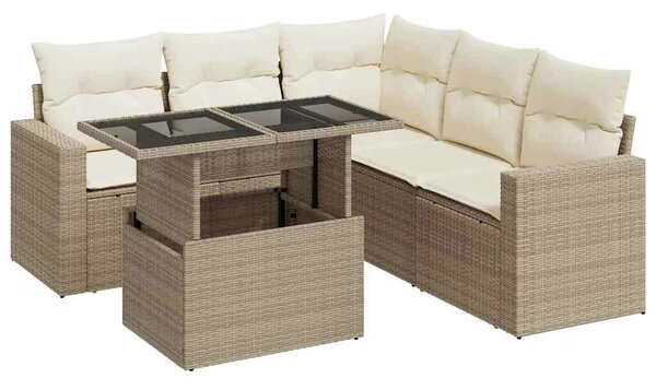VidaXL 6 részes bézs polyrattan kerti ülőgarnitúra párnával