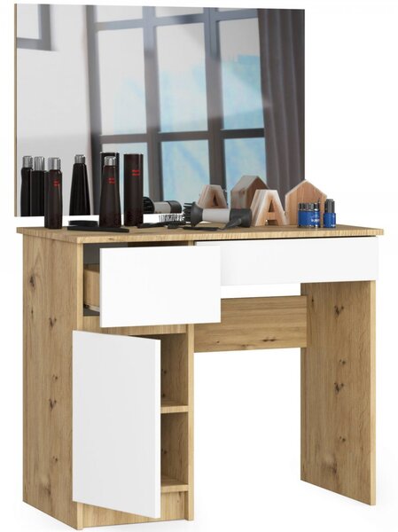 P-2/SL fésülködőasztal 900×600 bal – Sonoma tölgy / fehér