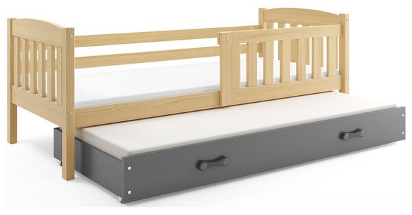 KUBUS gyermekágy kihúzható ággyal, 90×200 cm – fenyő Fehér
