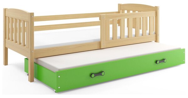 KUBUS gyermekágy kihúzható ággyal, 90×200 cm – fenyő Fehér