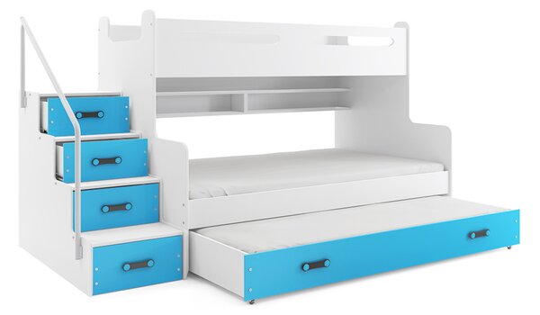 MAX III emeletes gyermekágy kihúzható ággyal, 80×200 cm – fehér Fehér