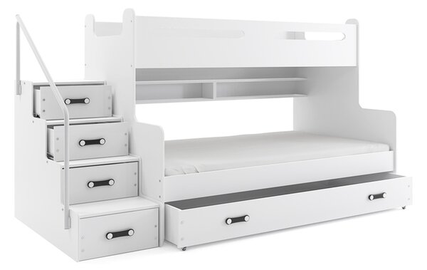 MAX III emeletes gyermekágy tárolóhellyel, 80×200 cm – fehér Fehér