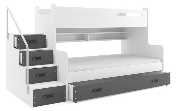 MAX III emeletes gyermekágy tárolóhellyel, 80×200 cm – fehér Rózsaszín