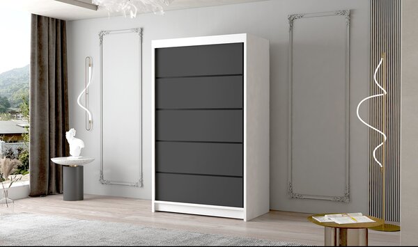 FADO IV nagy ruhásszekrény 120 cm Fehér/Fekete