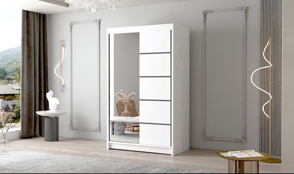 FADO III nagy ruhásszekrény 120 cm Fehér/Fekete