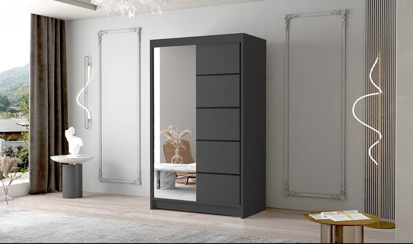 FADO III nagy ruhásszekrény 120 cm Fehér/Fekete