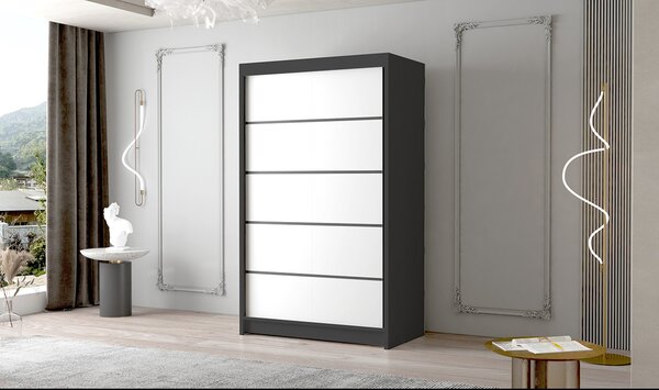 FADO IV nagy ruhásszekrény 120 cm Fehér/Fekete
