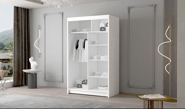 FADO III nagy ruhásszekrény 120 cm Fehér/Fekete