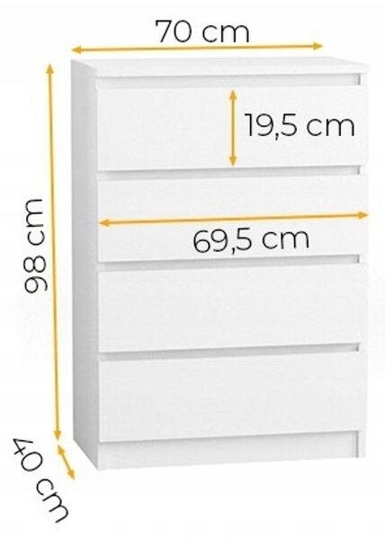 Komód 70/4 cm Fehér