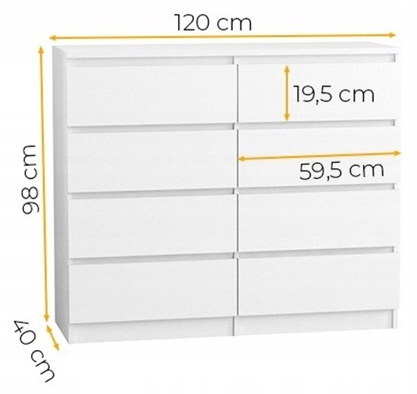 Komód 120/8 cm - sonoma tölgy