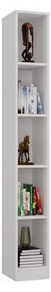 R25 polcos szekrény, könyvtartó, 25x182x30 cm, fehér