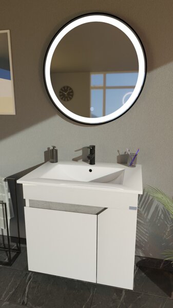 TMP VISION 60 fali függesztett fürdőszobai bútor - SKY E-8099-60 porcelán mosdóval - 61 x 46 x 56 cm