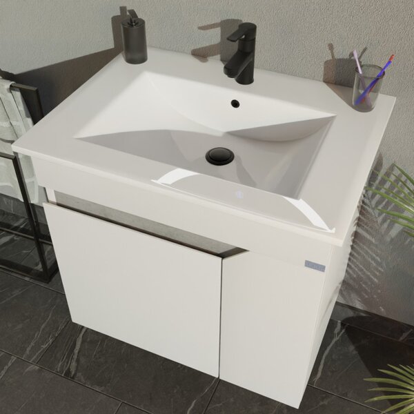 TMP VISION 60 fali függesztett fürdőszobai bútor - SKY E-8099-60 porcelán mosdóval - 61 x 46 x 56 cm