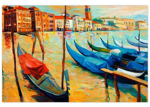 Kép - Velencei kikötő (90x60 cm)