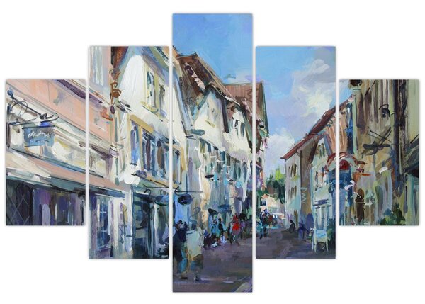 Kép - régi város sikátora, akril festmény (150x105 cm)