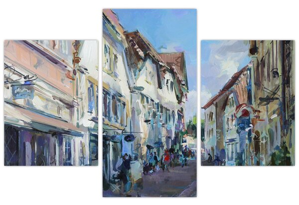 Kép - régi város sikátora, akril festmény (90x60 cm)