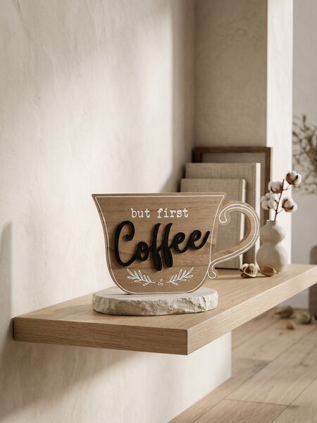 Sinsay - Álló dekoráció csésze formában Coffee felirattal - bézs