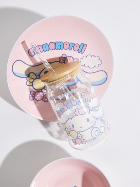 Sinsay - Üveg bögre bambusz fedéllel és szívószállal Cinnamoroll - többszínű