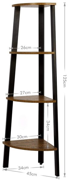 Sarokpolc TAYLOR 4 polc, 125x34 cm