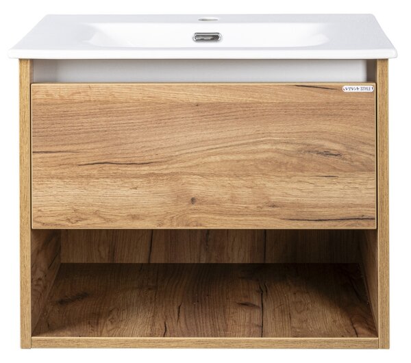 TMP NORD CRAFT 60 fali függesztett fürdőszobabútor - SKY E-8099-60 porcelán mosdóval- 61 x 46 cm