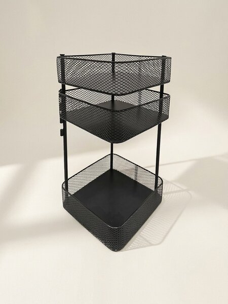 Sinsay - Fém háromszintes polc kihúzható középső résszel - fekete